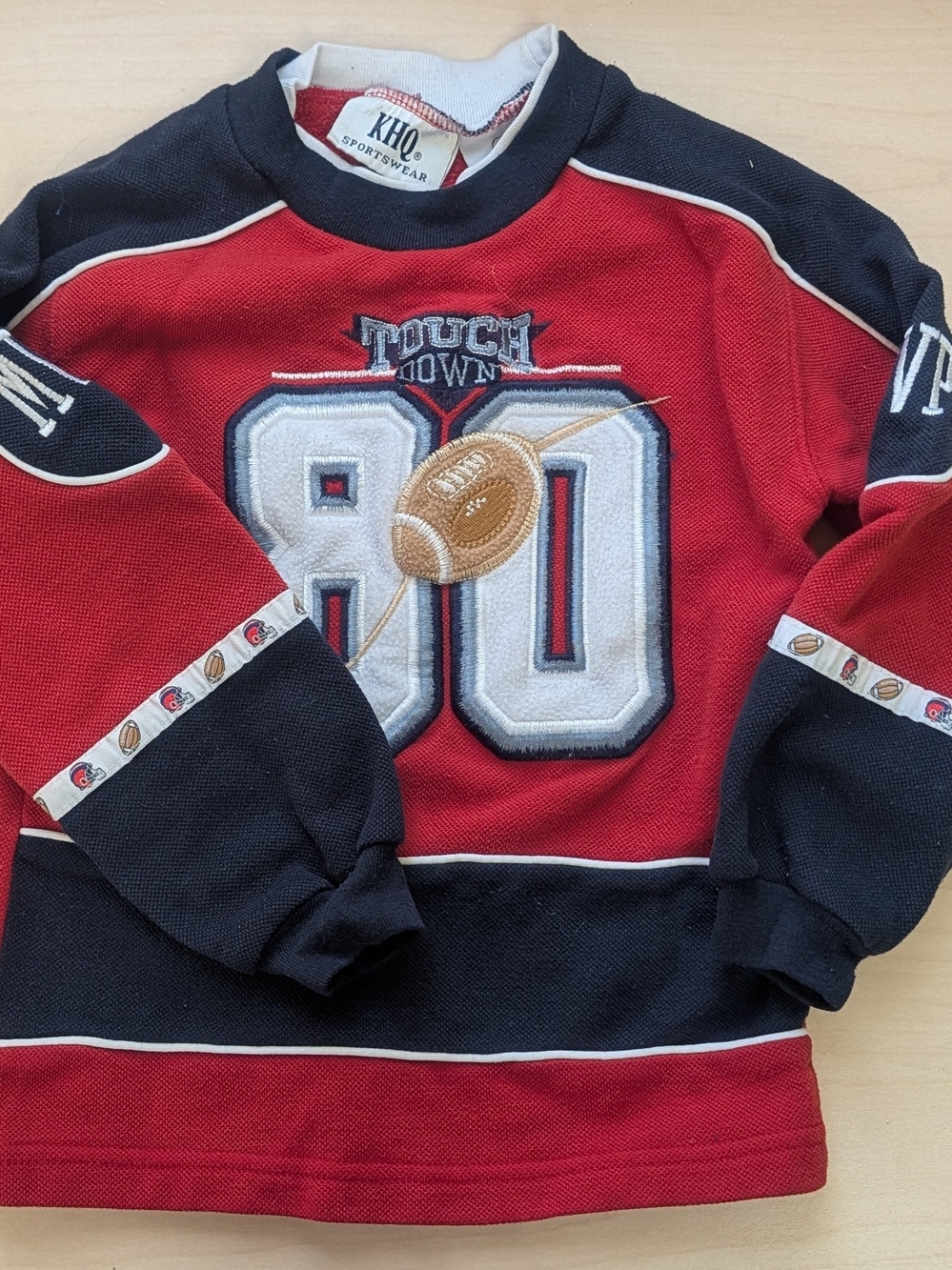 Vintage KHQ Sportswear Red & Black '80 Touchdown' Football Sweatshirt